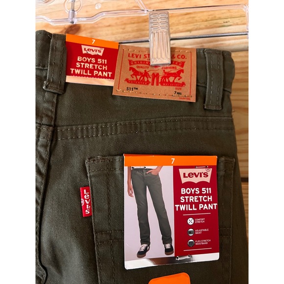 Levis Boys 511 Slim Fit Stretch Twill Pants Olive Night Green Size 7 92P405 - Picture 4 of 4